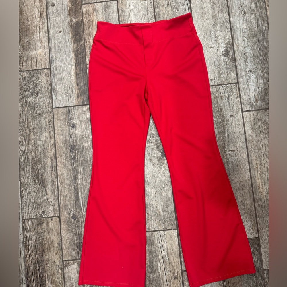 Harla red SculptKnit High Waisted Back Side Pocket Slight Flare Work Pants tall